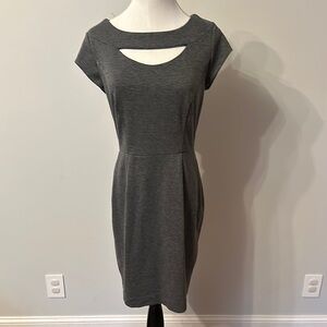Banana Republic Gray Sheath Dress with Crew Neck and Cap Sleeves